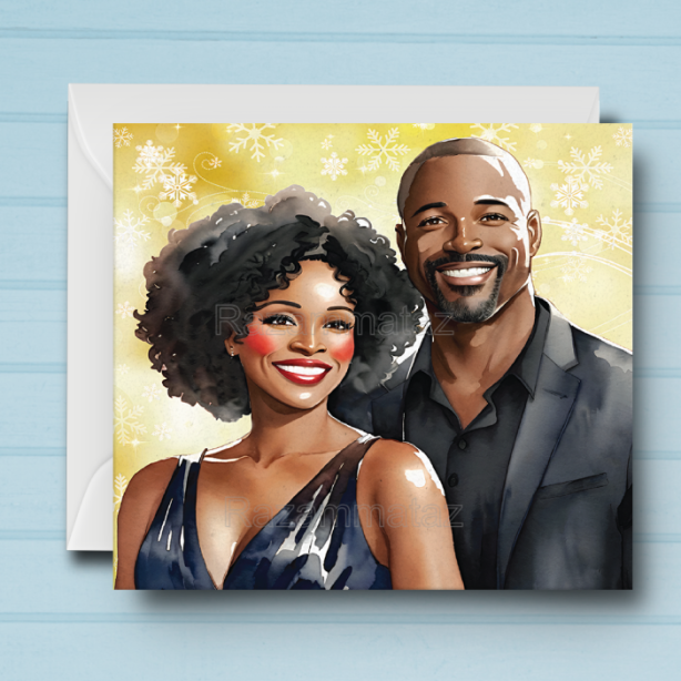 Black Couple P Christmas Card